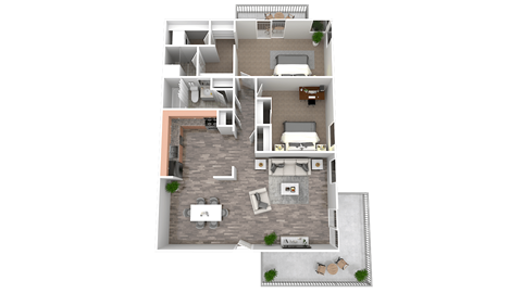 Floor plan for 2 beds, 2 baths, 1080 sqft